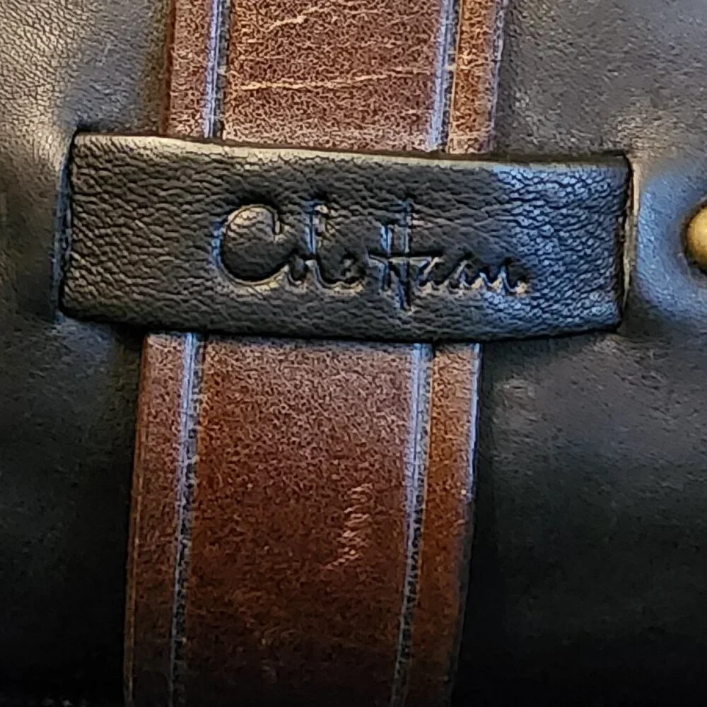 Cole Haan Soft Black Leather with Brown Trim Leather Crossbody Bag - Picture 7 of 11